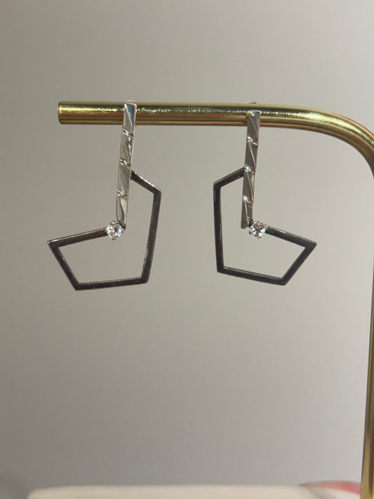Interrupted Pentagons with Faceted Bar Earrings